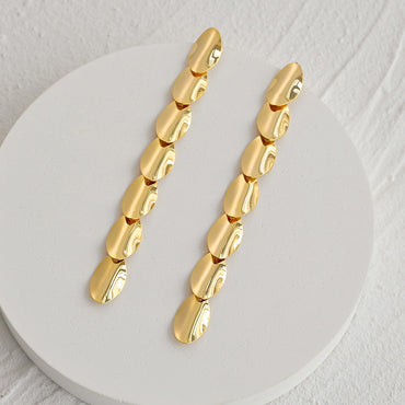 1 Pair Elegant Commute Tassel Plating Stainless Steel 18k Gold Plated Drop Earrings