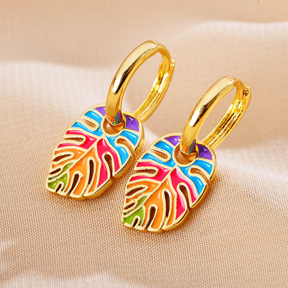 1 Pair Lady Tree Plating Copper Gold Plated Earrings