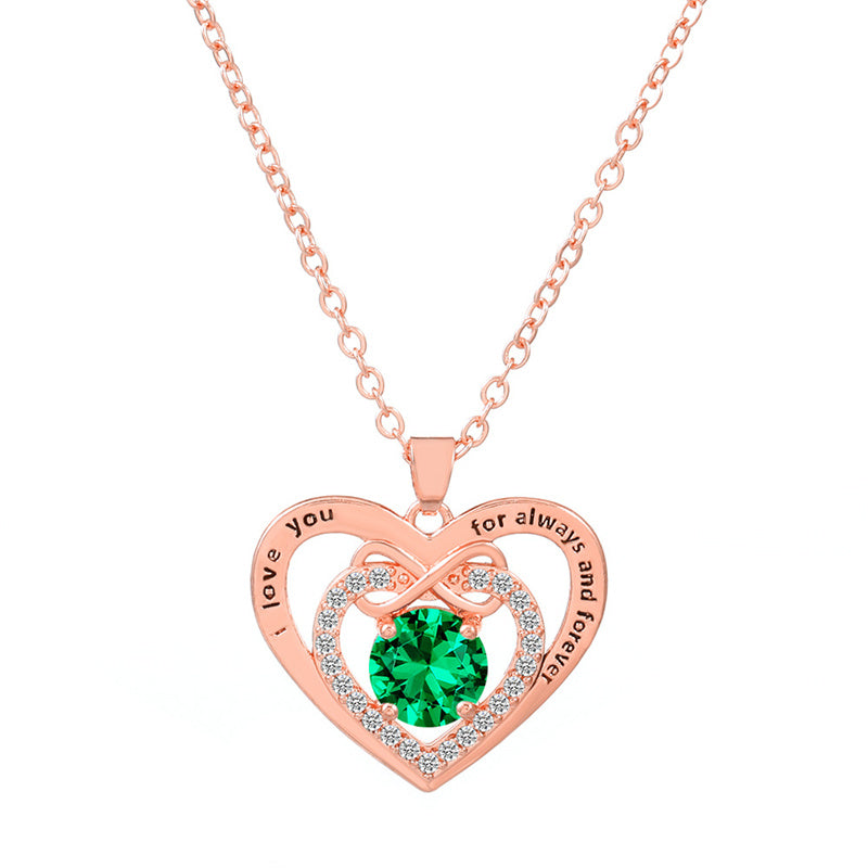 Glam Heart Shape Titanium Steel Copper Hollow Out Crystal Zircon 18k Gold Plated Silver Plated Pendant Necklace