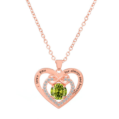 Glam Heart Shape Titanium Steel Copper Hollow Out Crystal Zircon 18k Gold Plated Silver Plated Pendant Necklace