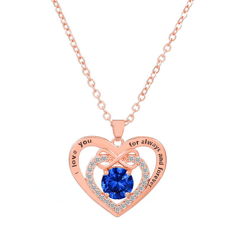 Glam Heart Shape Titanium Steel Copper Hollow Out Crystal Zircon 18k Gold Plated Silver Plated Pendant Necklace