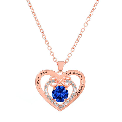 Glam Heart Shape Titanium Steel Copper Hollow Out Crystal Zircon 18k Gold Plated Silver Plated Pendant Necklace