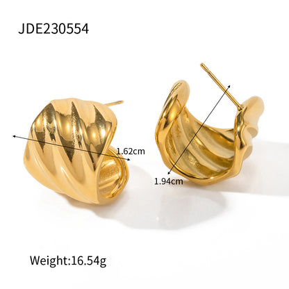 1 Pair Ig Style C Shape Plating Stainless Steel Titanium Steel 18k Gold Plated Earrings