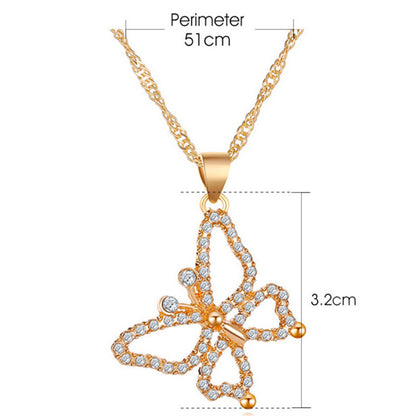 Glam Heart Shape Titanium Steel Copper Hollow Out Crystal Zircon 18k Gold Plated Silver Plated Pendant Necklace