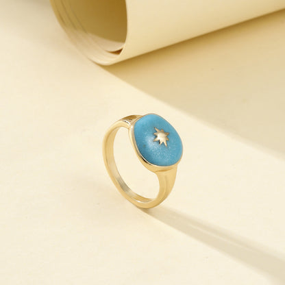 Retro Star Moon Alloy Enamel Plating Women's Rings