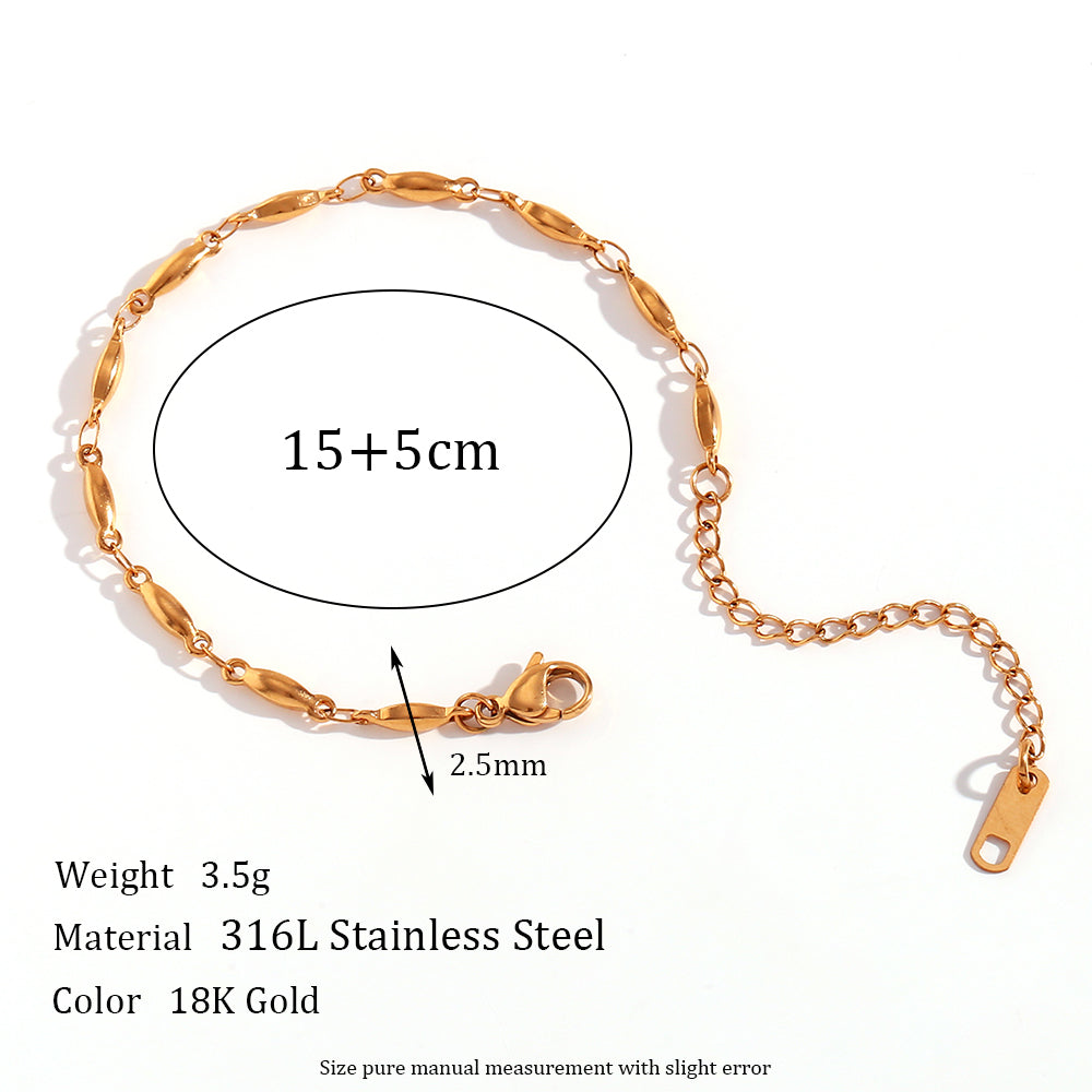 Simple Style Classic Style Oval Solid Color Stainless Steel Plating 18k Gold Plated Bracelets