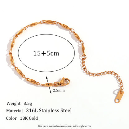 Simple Style Classic Style Oval Solid Color Stainless Steel Plating 18k Gold Plated Bracelets