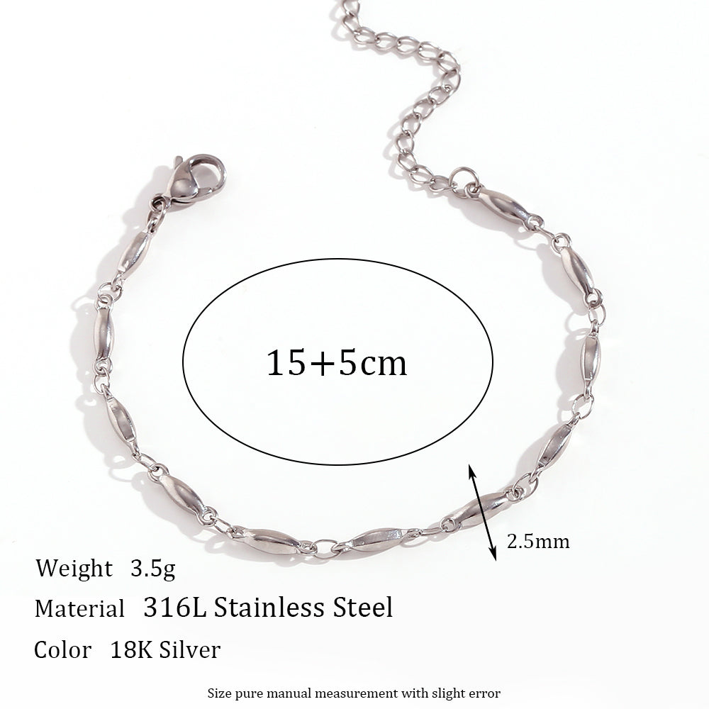 Simple Style Classic Style Oval Stainless Steel Bracelets