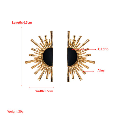 Retro Sun Alloy Metal Enamel Plating Gold Plated Silver Plated Women's Ear Studs