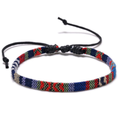 Retro Ethnic Style Printing Cotton And Linen Blend Rope Unisex Bracelets