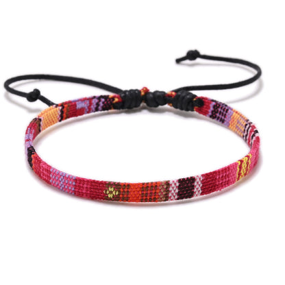 Retro Ethnic Style Printing Cotton And Linen Blend Rope Unisex Bracelets