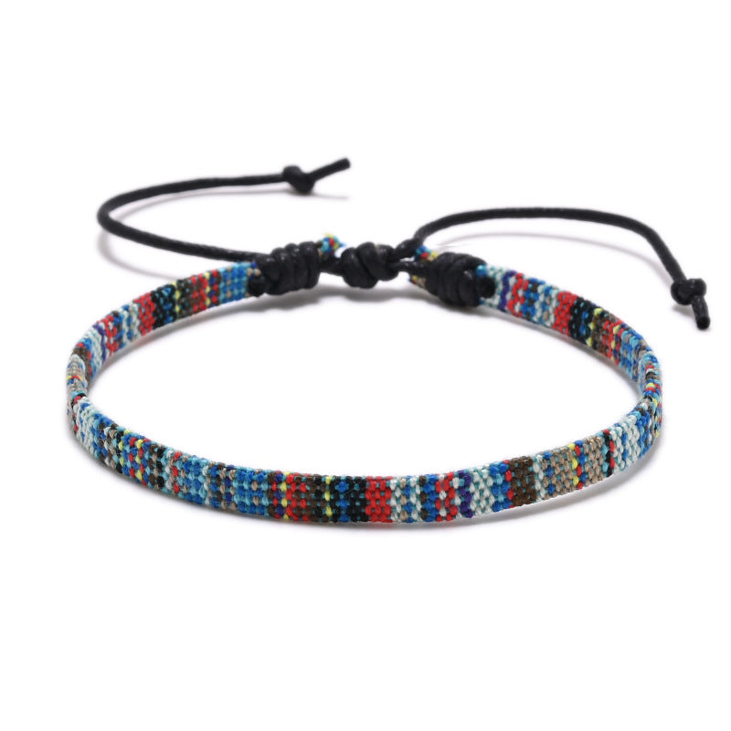 Retro Ethnic Style Printing Cotton And Linen Blend Rope Unisex Bracelets