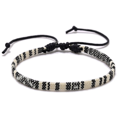 Retro Ethnic Style Printing Cotton And Linen Blend Rope Unisex Bracelets