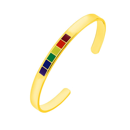 Simple Style Rainbow Stainless Steel Cuff Bracelets