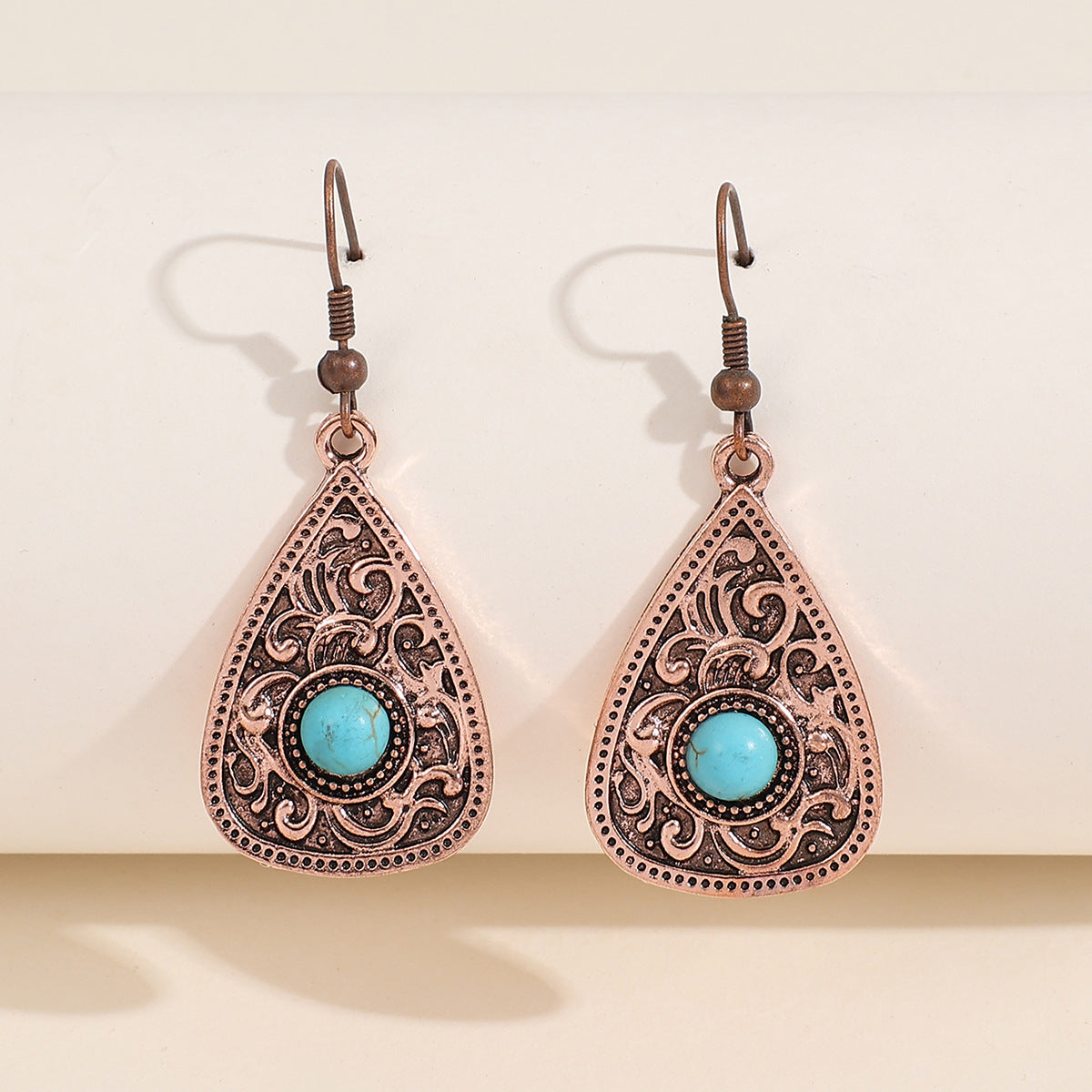 Ethnic Style Geometric Alloy Inlay Turquoise Women's Drop Earrings