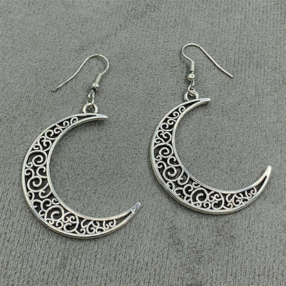 Retro Simple Style Star Moon Alloy Plating Women's Drop Earrings