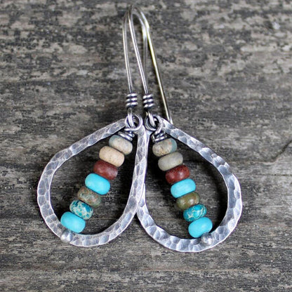 Retro Geometric Alloy Inlay Turquoise Women's Drop Earrings