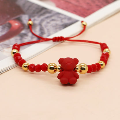 Simple Style Commute Flower Glass Copper Wholesale Bracelets