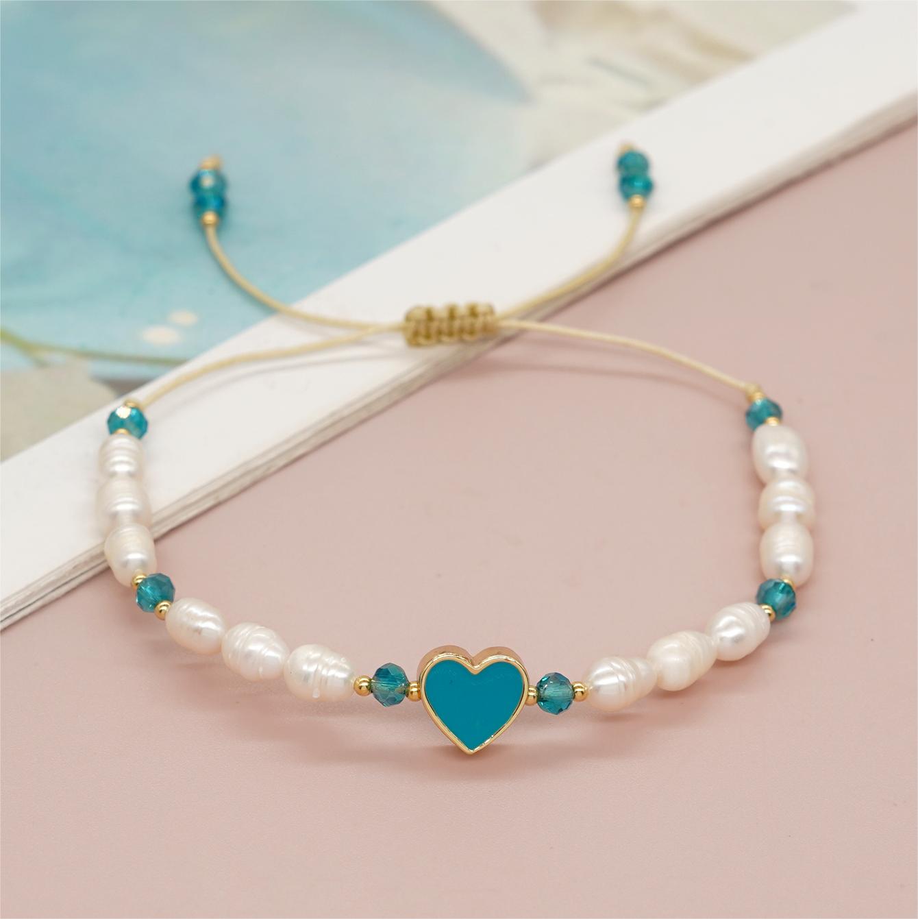 Simple Style Commute Flower Glass Copper Wholesale Bracelets