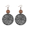 1 Pair Ethnic Style Round Patchwork Hollow Out Stainless Steel Wood Drop Earrings