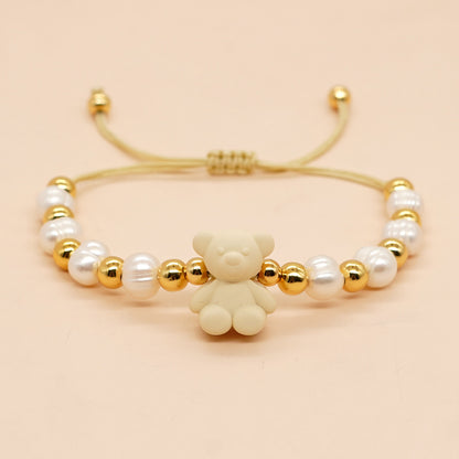 Simple Style Commute Flower Glass Copper Wholesale Bracelets