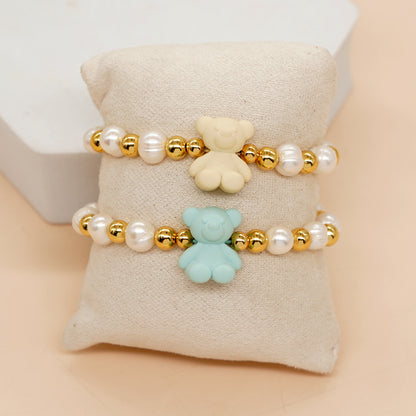 Simple Style Commute Flower Glass Copper Wholesale Bracelets