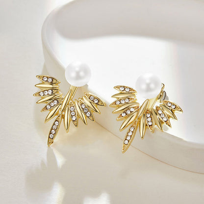 Glam Sweet Korean Style Wings Alloy Inlay Pearl Women's Ear Studs