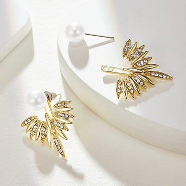 Glam Sweet Korean Style Wings Alloy Inlay Pearl Women's Ear Studs