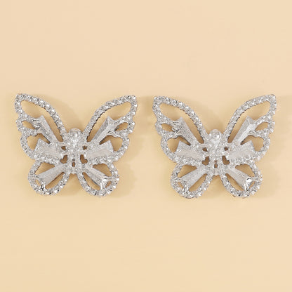 Elegant Glam Sweet Butterfly Alloy Inlay Rhinestones Women's Ear Studs