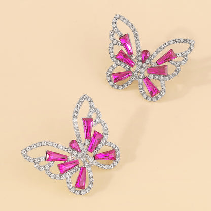 Elegant Glam Sweet Butterfly Alloy Inlay Rhinestones Women's Ear Studs