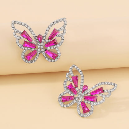 Elegant Glam Sweet Butterfly Alloy Inlay Rhinestones Women's Ear Studs