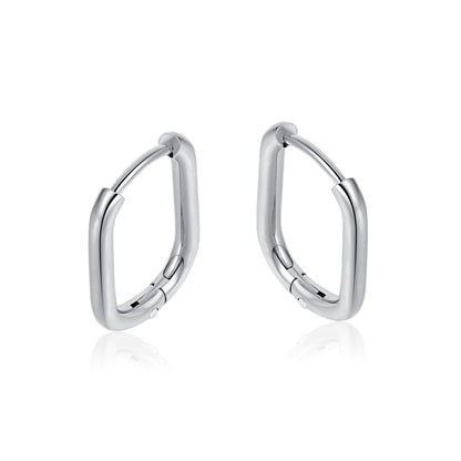 1 Pair Simple Style Solid Color Patchwork Stainless Steel Hoop Earrings