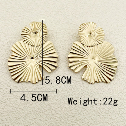 1 Pair Chinoiserie Vintage Style Artistic Lotus Leaf Polishing Plating Stainless Steel Gold Plated Ear Studs