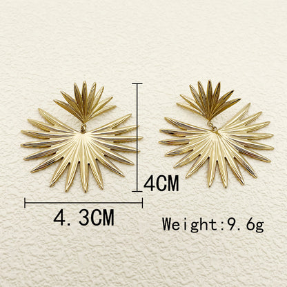 1 Pair Elegant Artistic Sector Polishing Plating Stainless Steel Gold Plated Drop Earrings