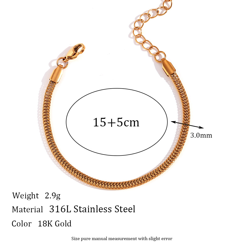 Simple Style Classic Style Oval Solid Color Stainless Steel Plating 18k Gold Plated Bracelets