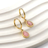 1 Pair Elegant Water Droplets Enamel Inlay Stainless Steel Zircon Gold Plated Drop Earrings