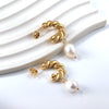 1 Pair Elegant Retro Pentagon Spiral Stripe Plating Inlay Stainless Steel Zircon Gold Plated Earrings