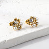 1 Pair Elegant Retro Pentagon Spiral Stripe Plating Inlay Stainless Steel Zircon Gold Plated Earrings