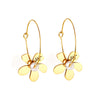 1 Pair Elegant Commute Leaf Flower Inlay Stainless Steel Imitation Pearl Zircon Earrings