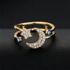 Retro Cool Style Devil's Eye Star Moon Copper Plating Inlay Zircon Open Ring