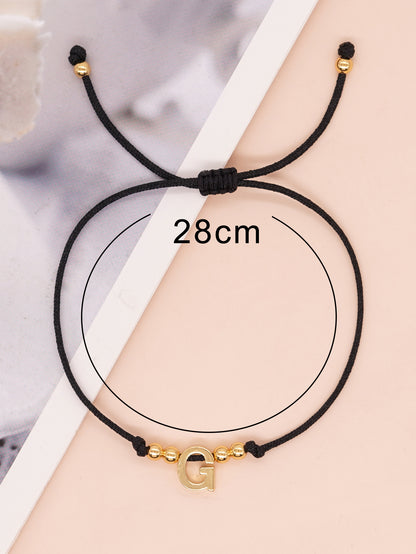Casual Simple Style Letter Rope Copper Beaded Braid Women's Bracelets