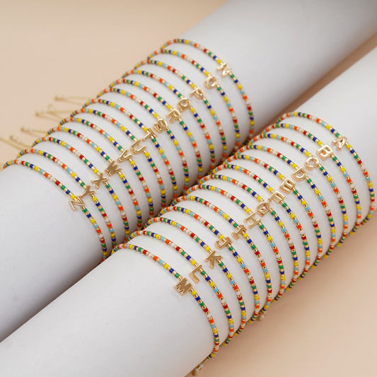Simple Style Letter Alloy Glass Wholesale Bracelets