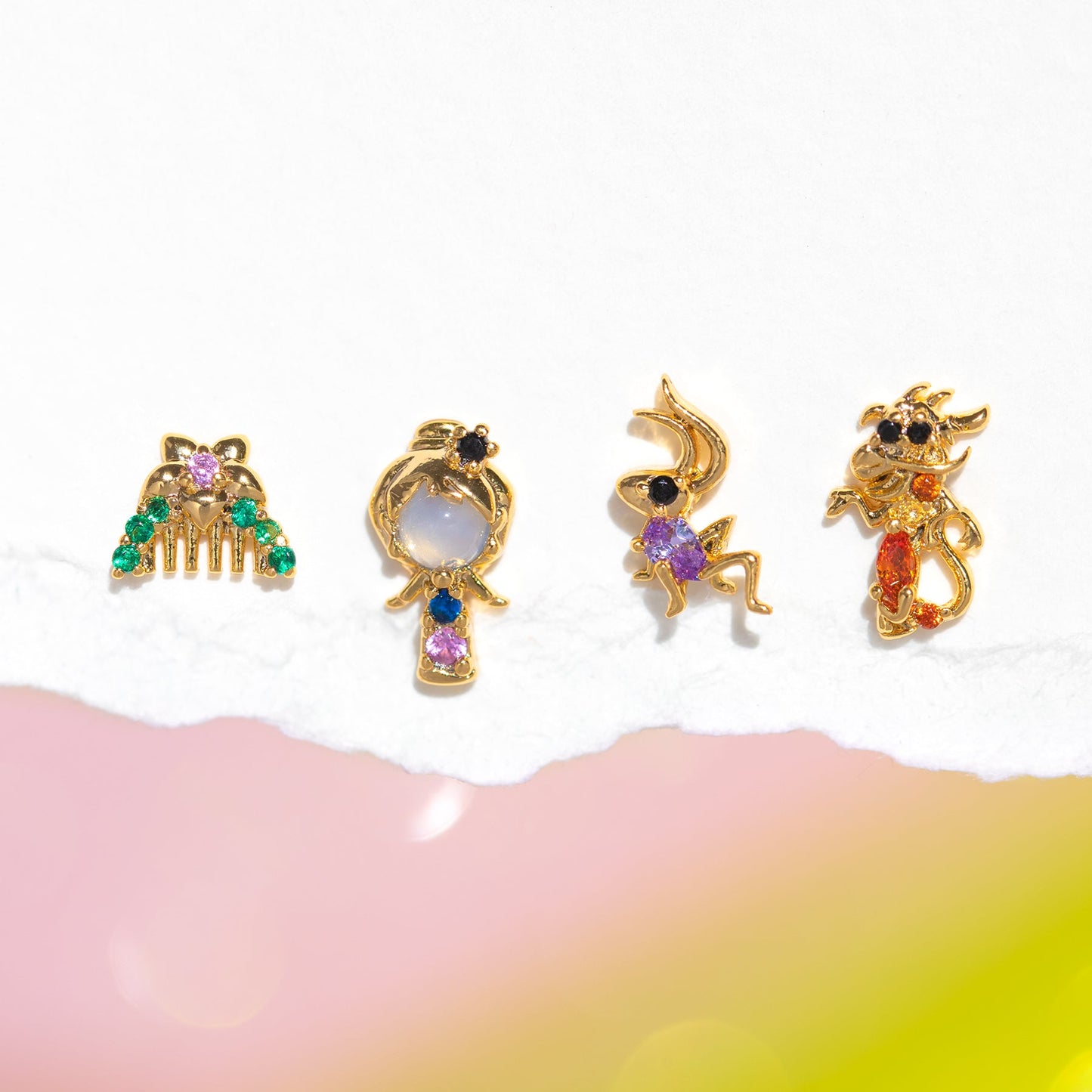 1 Set Cartoon Style Cartoon Character Plating Inlay Brass Zircon 18k Gold Plated Ear Studs