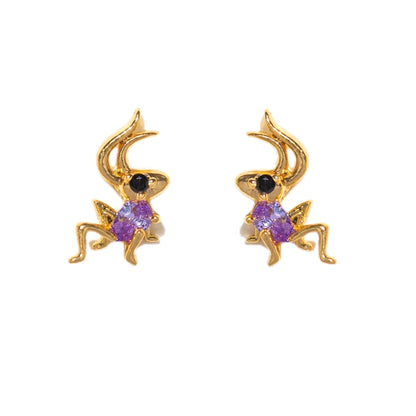 1 Set Cartoon Style Cartoon Character Plating Inlay Brass Zircon 18k Gold Plated Ear Studs