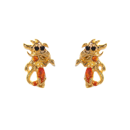 1 Set Cartoon Style Cartoon Character Plating Inlay Brass Zircon 18k Gold Plated Ear Studs