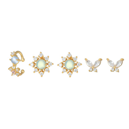 1 Set Simple Style Butterfly Plating Inlay Brass Zircon 18k Gold Plated Ear Studs