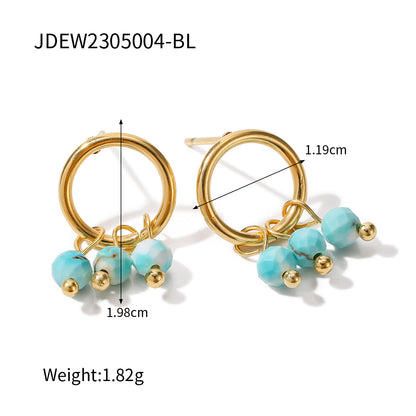 1 Pair Ig Style Geometric Plating Inlay Stainless Steel Natural Stone 18k Gold Plated Drop Earrings