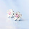 1 Pair Elegant Lady Flower Inlay White Copper Artificial Gemstones Ear Studs