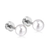 1 Pair Simple Style Geometric Inlay Stainless Steel Artificial Pearls Ear Studs