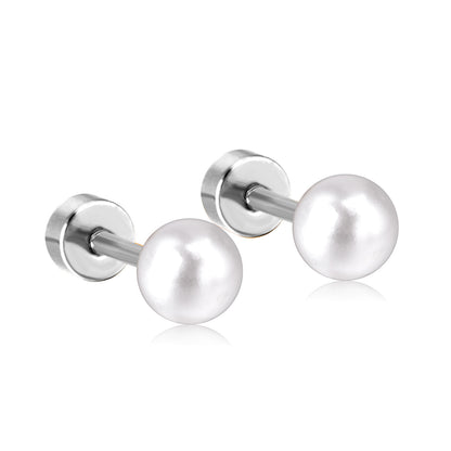 1 Pair Simple Style Geometric Inlay Stainless Steel Artificial Pearls Ear Studs